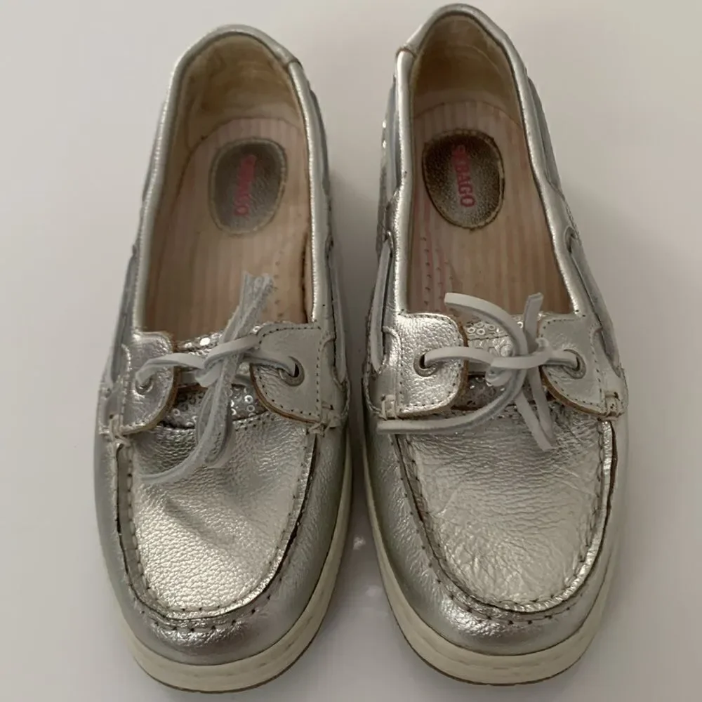 Sebago Silver Embellished Sequins Shoes Size 8 - Picture 2 of 12